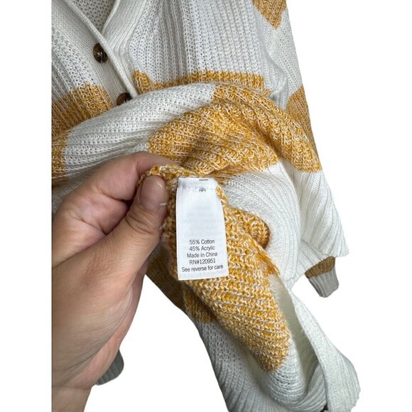 SO Cotton & Acrylic Blend Striped Knit Sweater Yellow XS - Picture 3 of 4